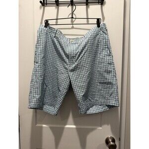 Peter Milar Shorts Mens 38 x 9 Blue Check Crown Sport Seersucker Golf Casual